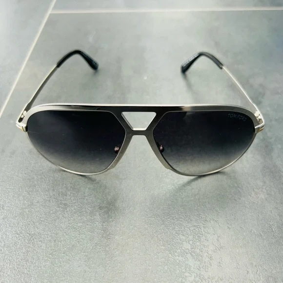 Tom Ford Silver and Brown Aviator Glasses